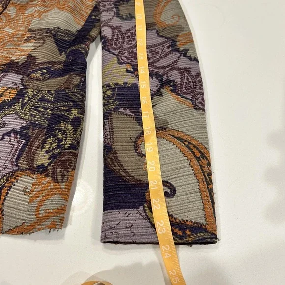 ETRO MILANO Purple Gray Orange Paisley Wool Silk Blend Blazer Jacket Sz 42 - Picture 7 of 13